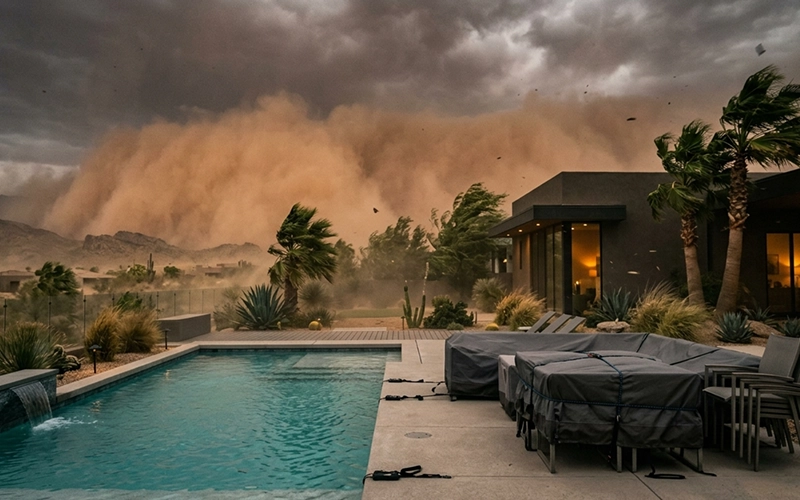 Arizona pool prepared for dust storms and monsoon season