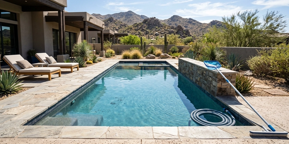 Arizona swimming pool with cloudy water even after cleaning and maintenance