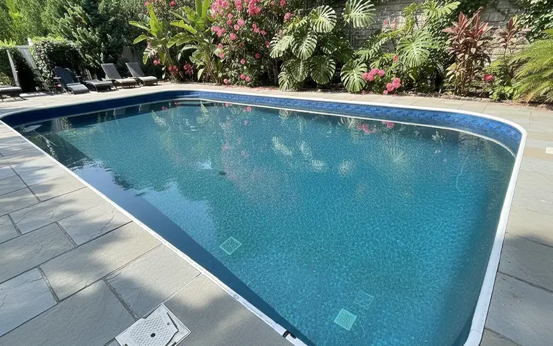 Clean clear swimming pool after algae removal and professional green pool cleaning service in Scottsdale and Mesa Arizona