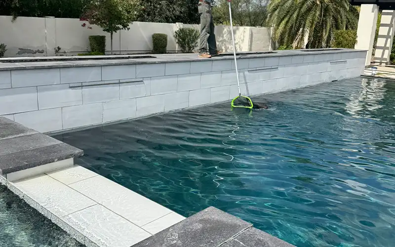 Professional pool cleaning and surface skimming service in Scottsdale and Mesa, AZ