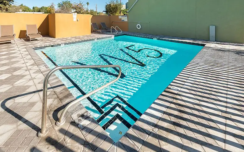 Residential pool with clear water and balanced circulation after professional pool cleaning service