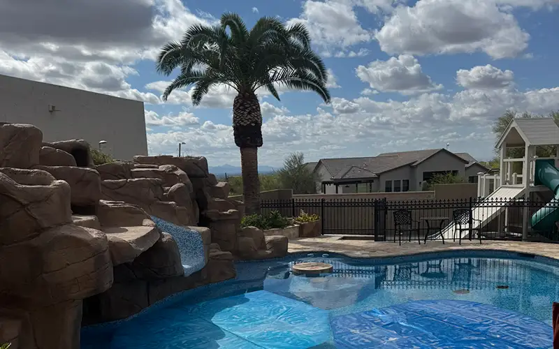 Residential swimming pool in Scottsdale and Mesa Arizona with professional pool cleaning service